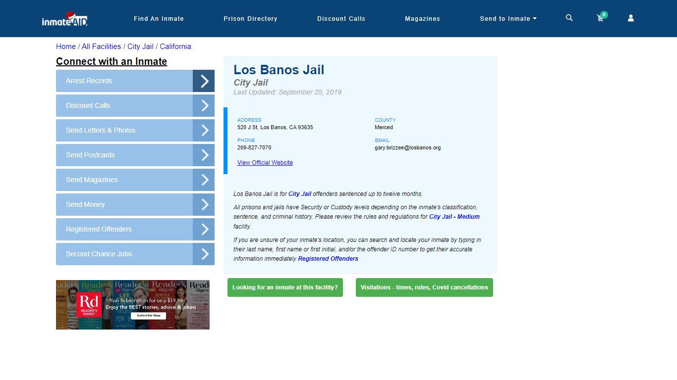 Los Banos Jail | Inmate Locator