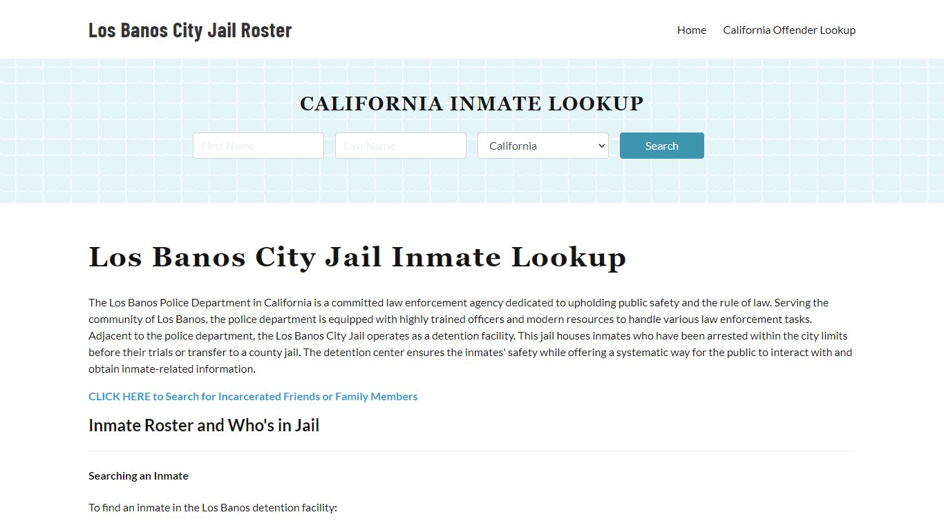 Los Banos Police Department & City Jail, CA Inmate Roster, Arrests ...