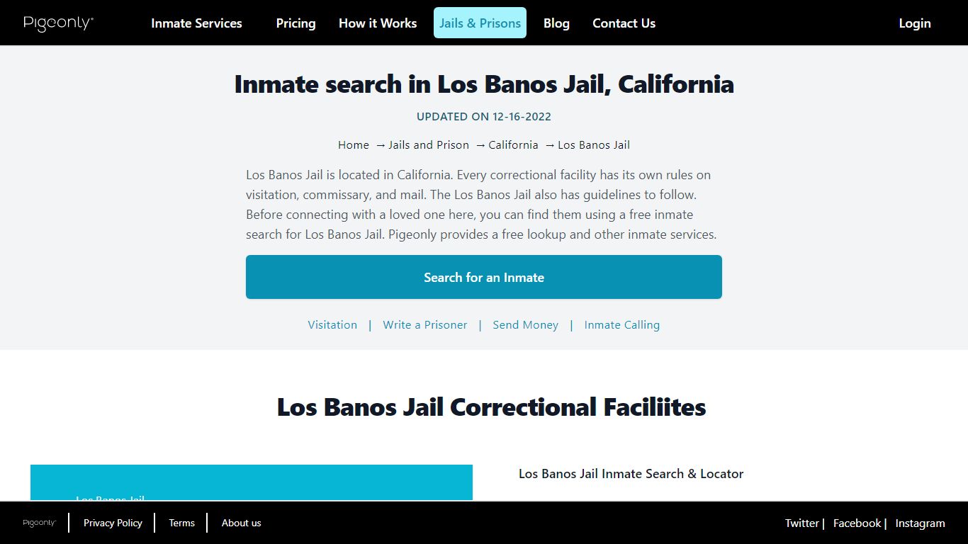 Inmate Search Los Banos Jail, California | Pigeonly